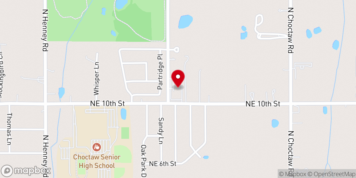 Map showing location of Choctaw Church of the Nazarene
