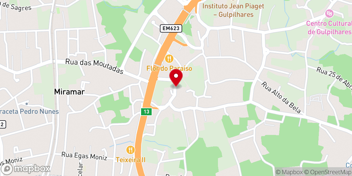 Map showing location of Igreja Evangélica em Gulpilhares