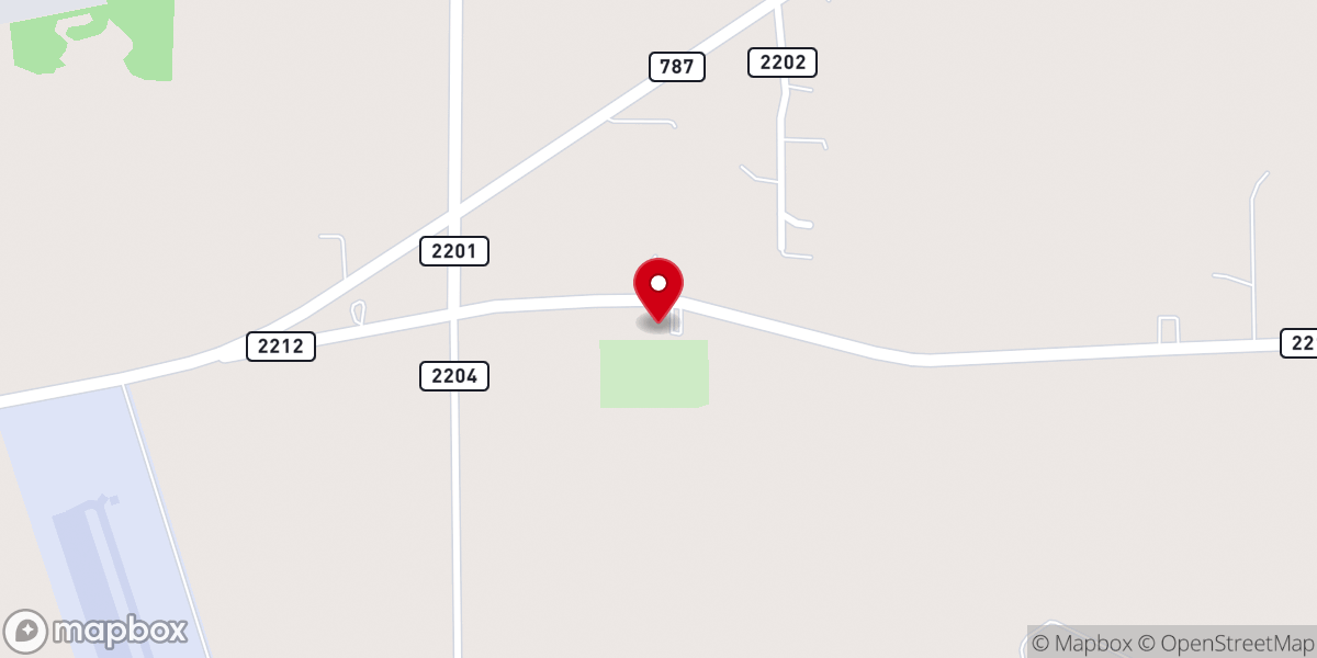 Map showing location of Oak Shade Baptist Church