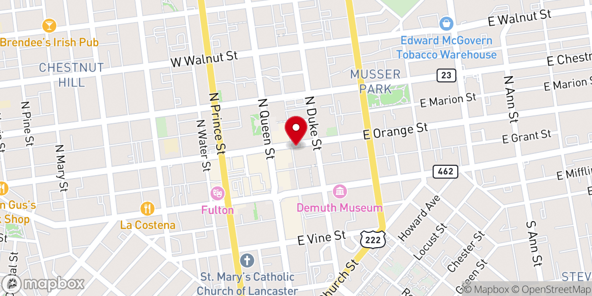 Map showing location of First Reformed United Church of Christ of Lancaster