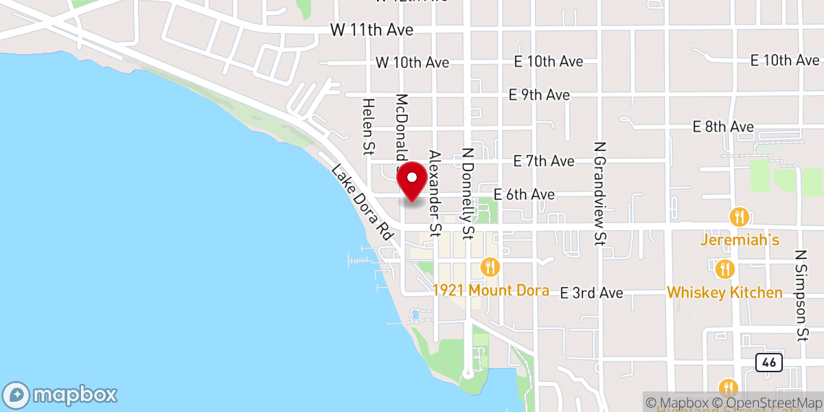Map showing location of First Presbyterian Church Mount Dora