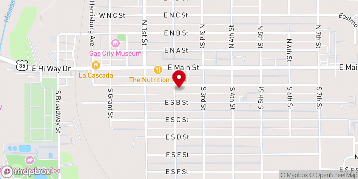 Map showing location of First Baptist Church