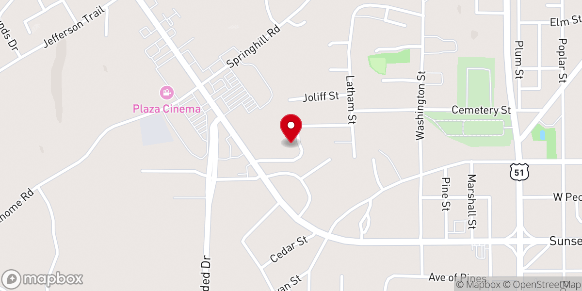 Map showing location of Pine Hill Missionary Baptist