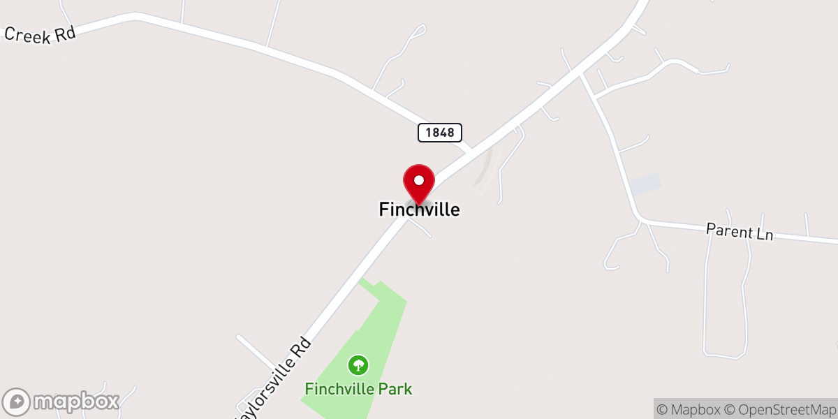 Map showing location of Finchville