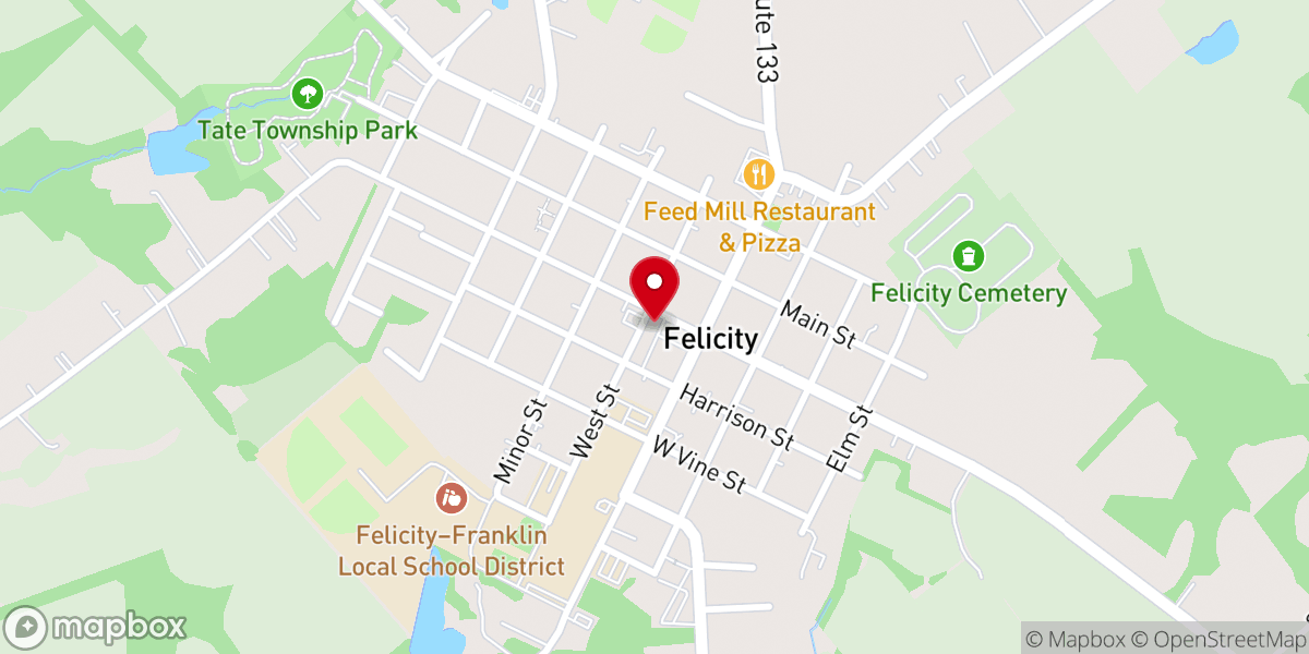 Map showing location of Felicity United Methodist Church