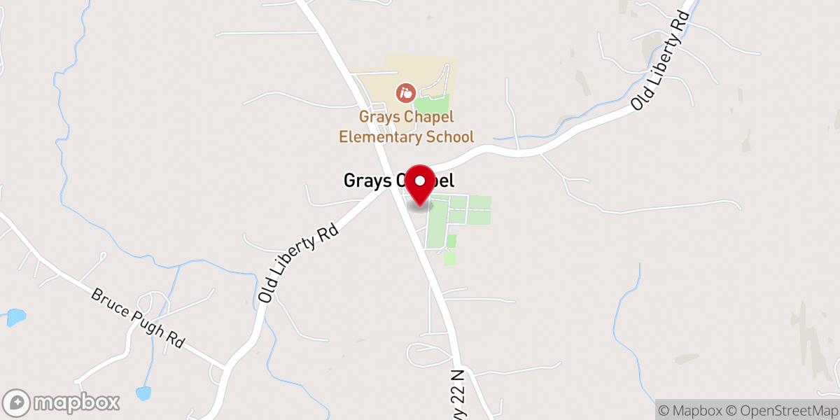 Map showing location of Grays Chapel Methodist Church