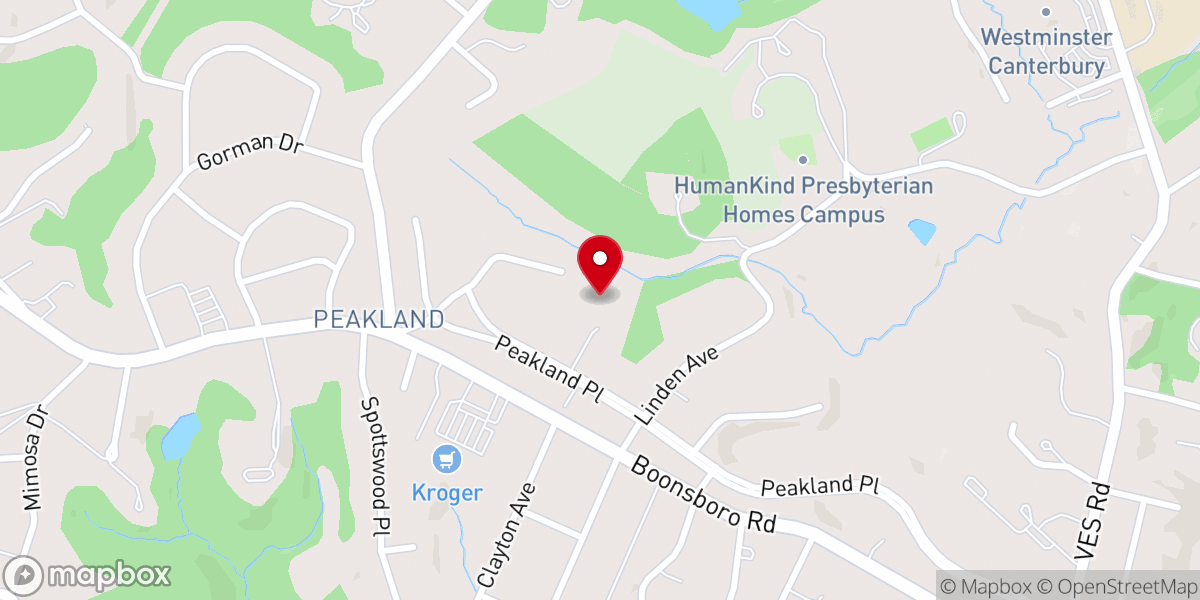 Map showing location of Peakland Baptist Church