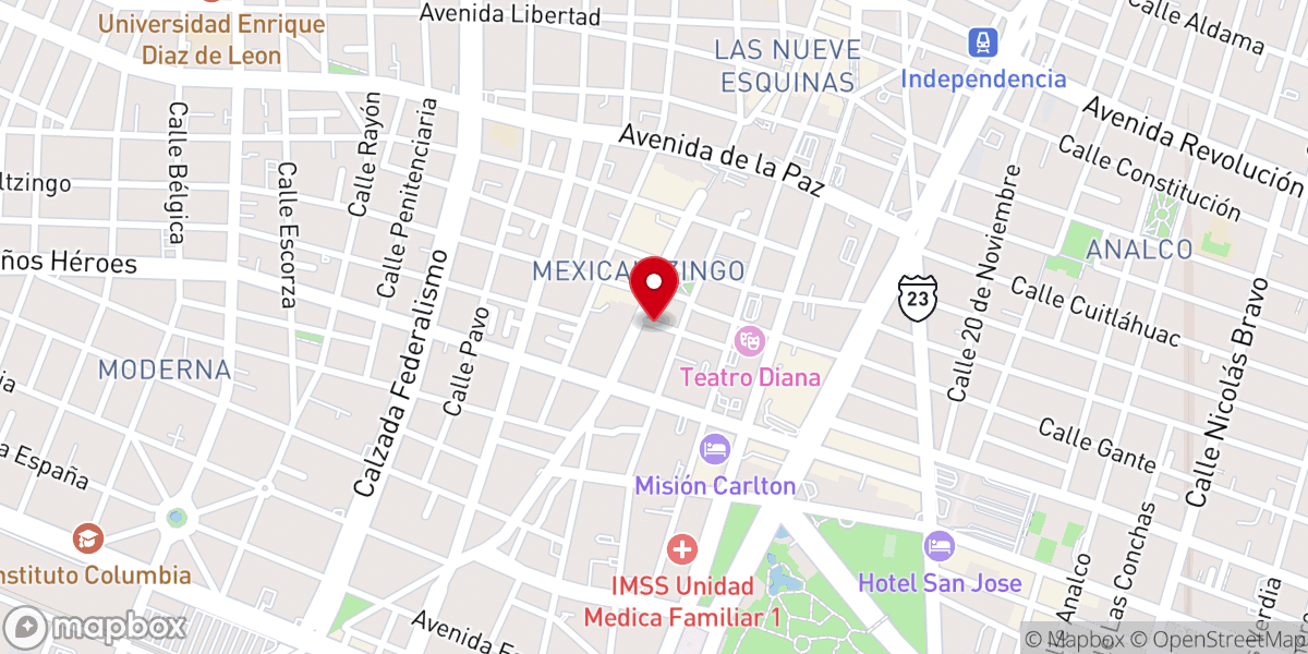Map showing location of Iglesia Bautista Reformada La Gracia de Dios de Guadalajara