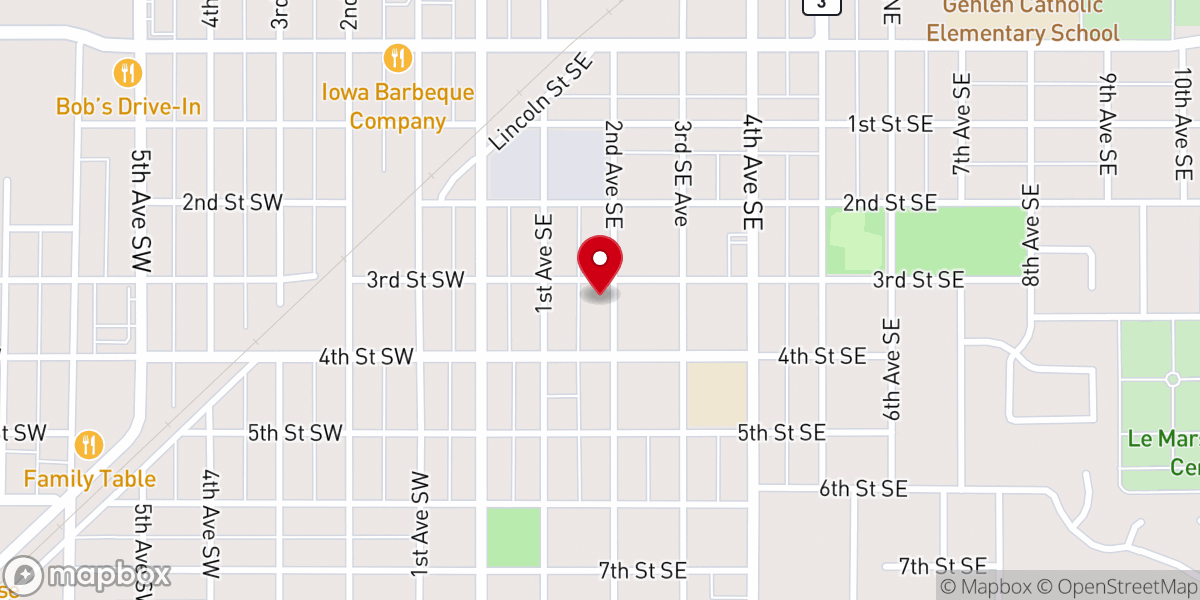 Map showing location of Third Street Church of Christ