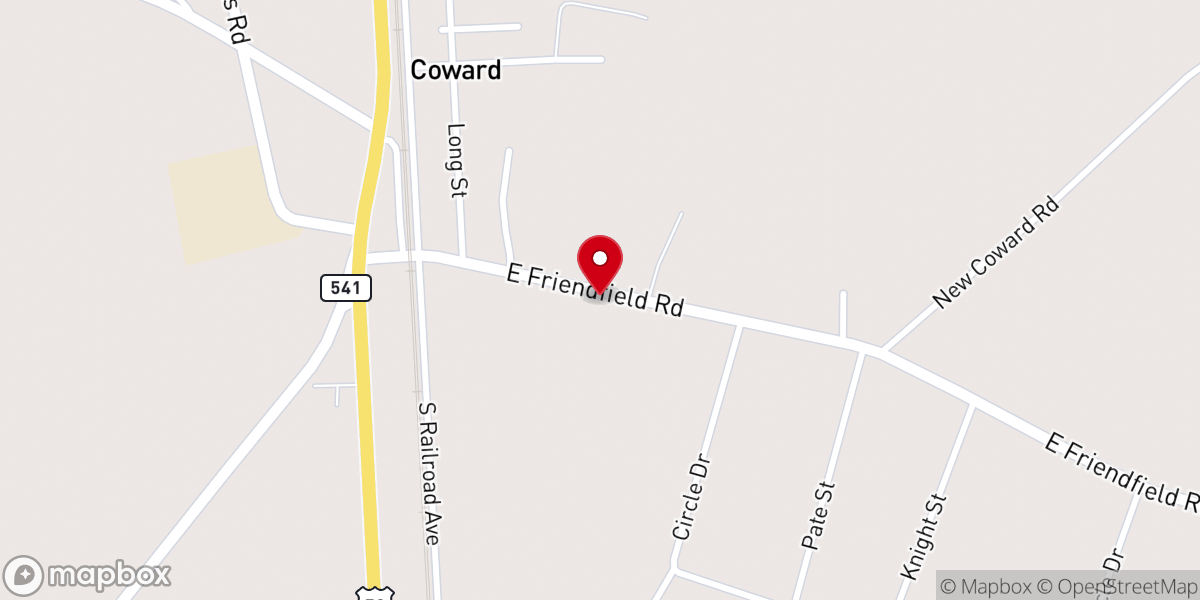 Map showing location of Coward Pentecostal Holiness Church