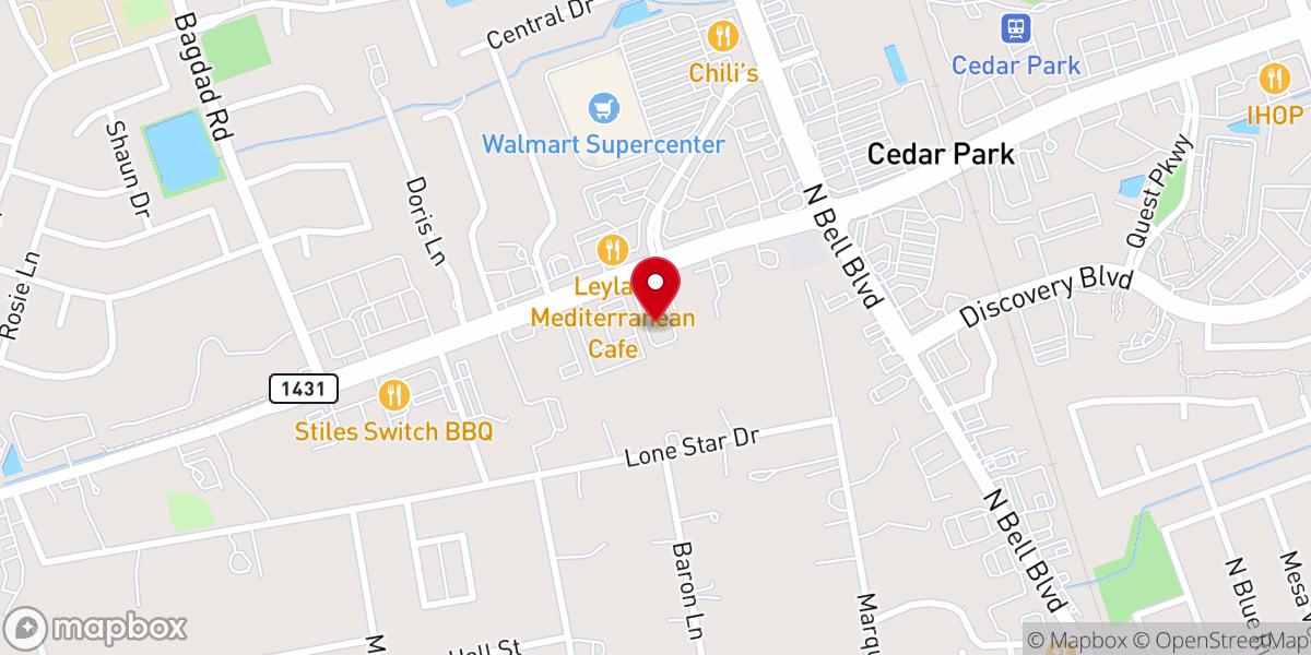 Map showing location of Potter's House of Cedar Park
