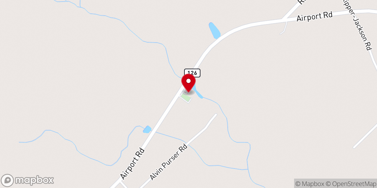 Map showing location of Oak Grove Primitive Baptist Church