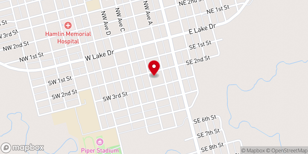 Map showing location of First Baptist Church | Hamlin, TX