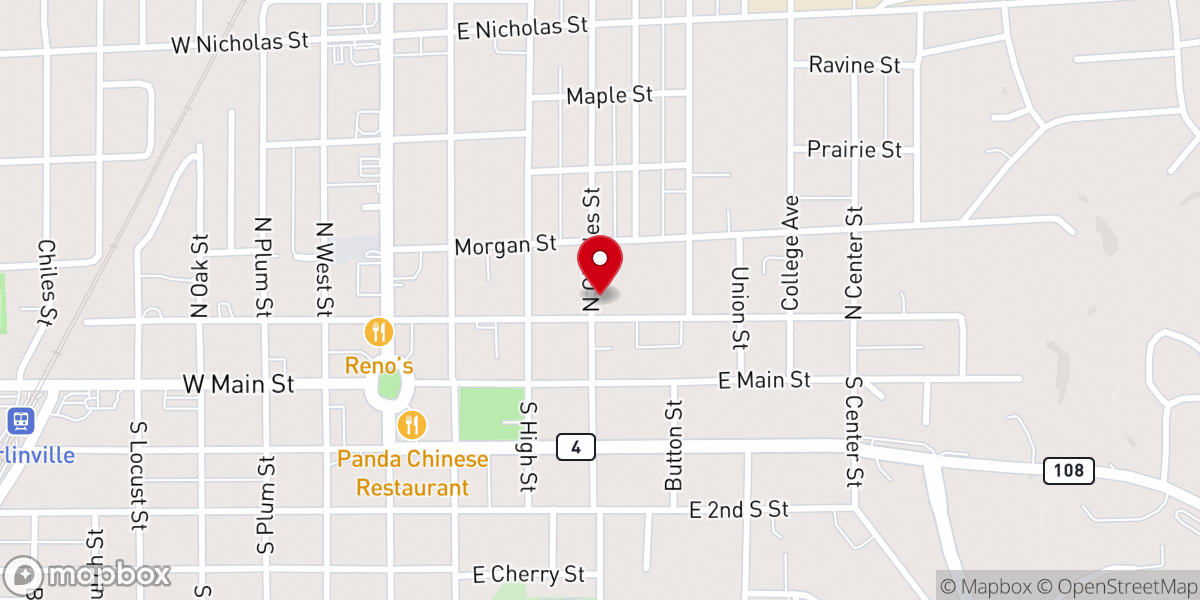 Map showing location of Memorial Christian Church