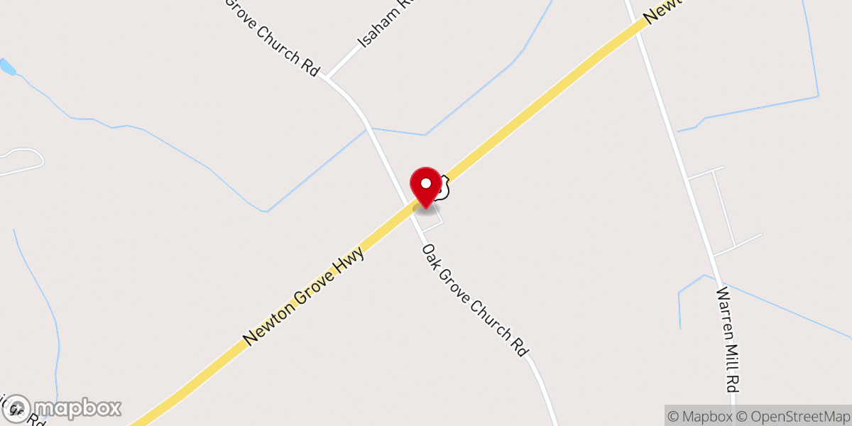 Map showing location of Oak Grove FWB Church