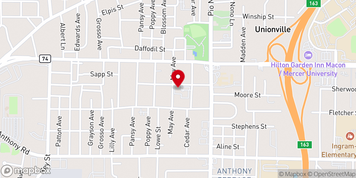Map showing location of New Piney Grove Baptist Church