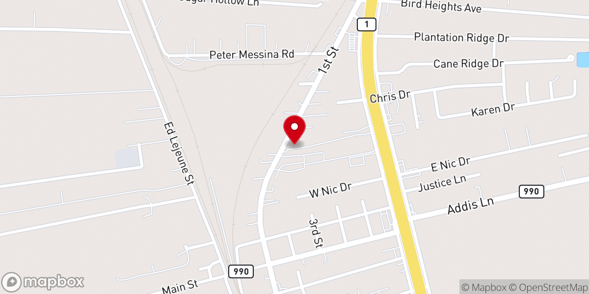 Map showing location of Tri-Parish Contractors Inc