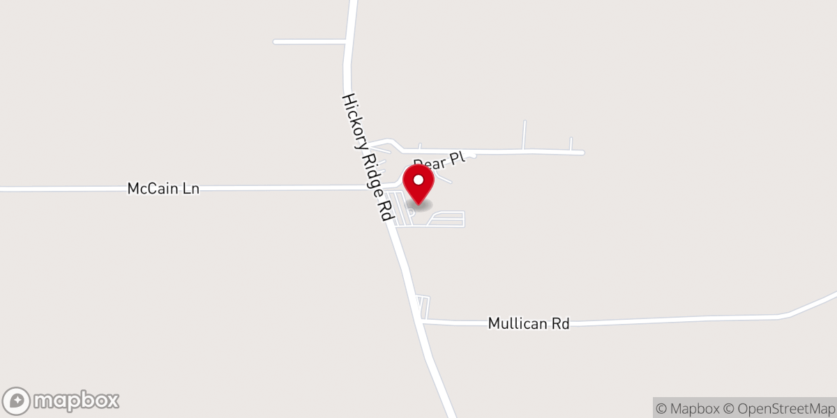 Map showing location of Hickory Ridge Baptist Church