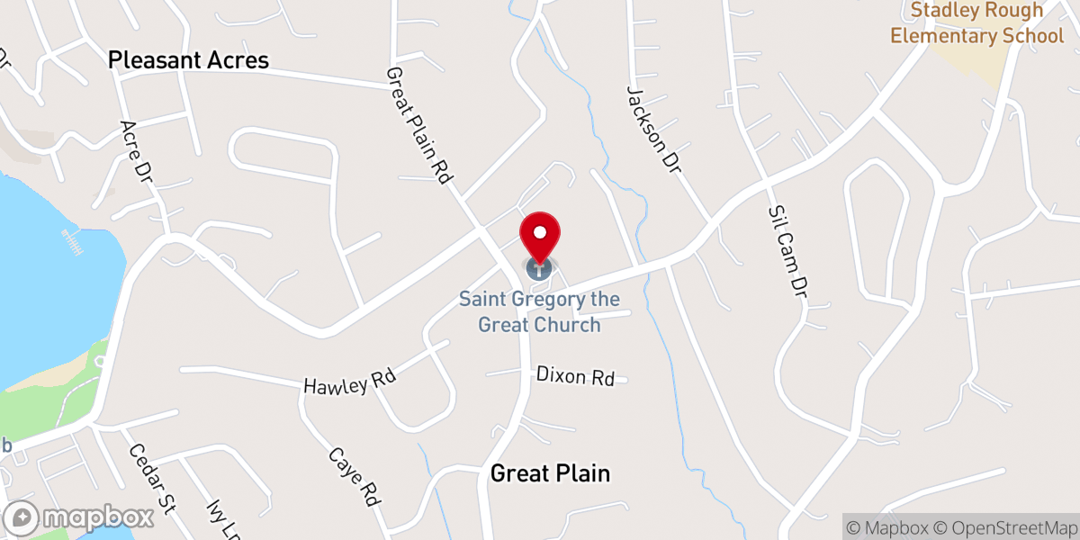 Map showing location of St. Gregory the Great Church