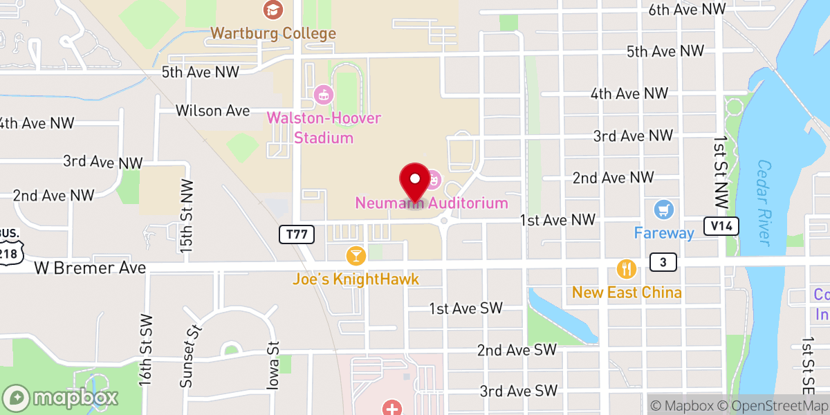 Map showing location of Wartburg College Chapel