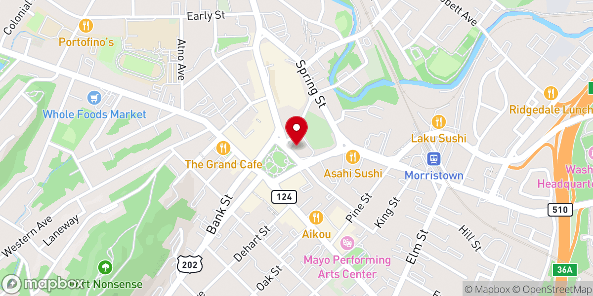 Map showing location of The Presbyterian Church in Morristown