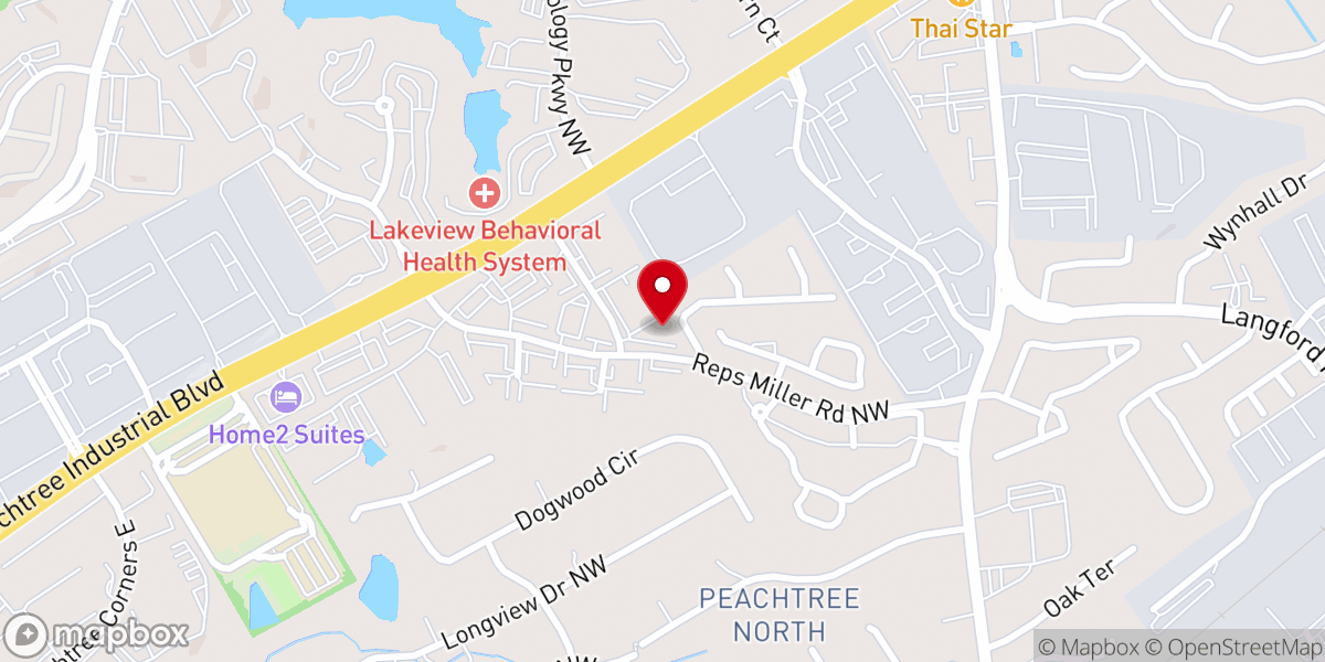 Map showing location of First Baptist Church of Norcross