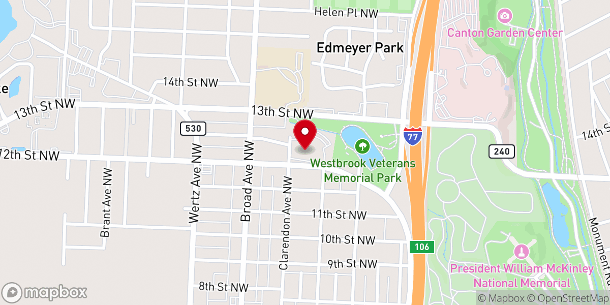 Map showing location of Westbrook Park United Methodist Church