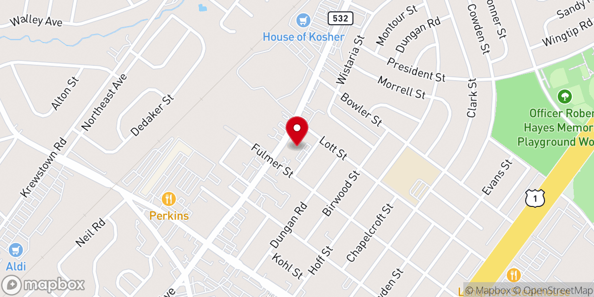 Map showing location of Philadelphia Full Gospel Assembly