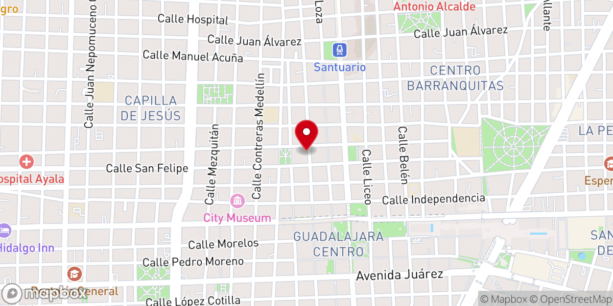 Map showing location of Templo de Santa Mónica