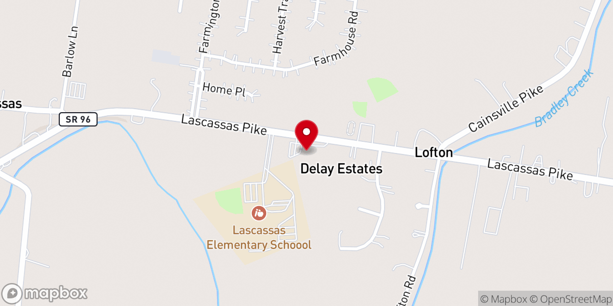 Map showing location of Lascassas Church of Christ