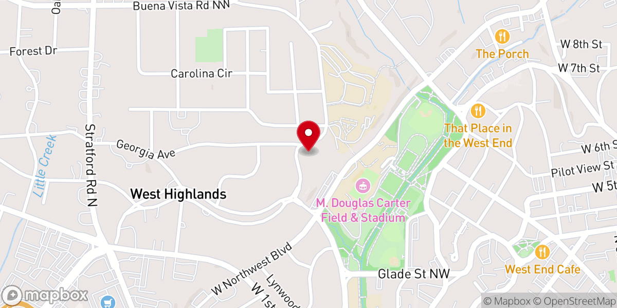 Map showing location of Fries Memorial Moravian Church