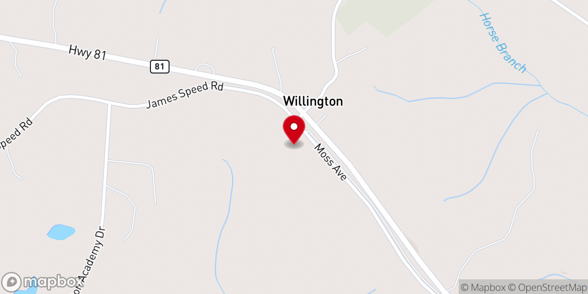 Map showing location of Willington Presbyterian Church