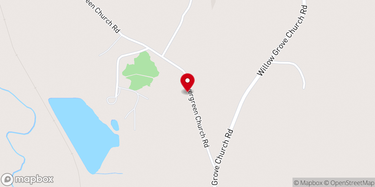 Map showing location of Evergreen Baptist Church