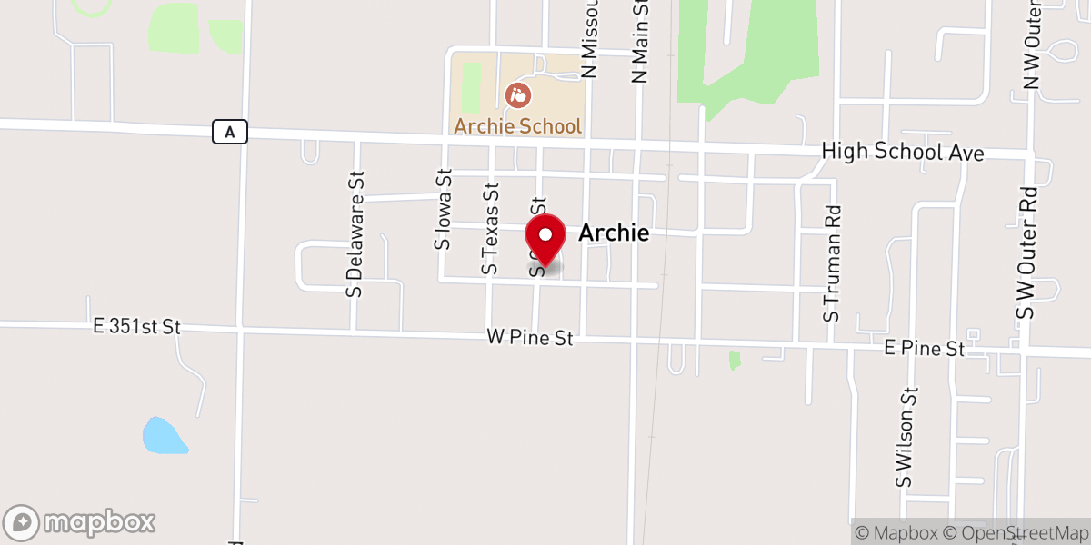 Map showing location of Archie United Methodist Church