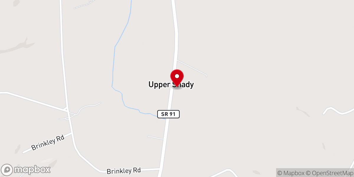 Map showing location of Shady Valley Baptist Church