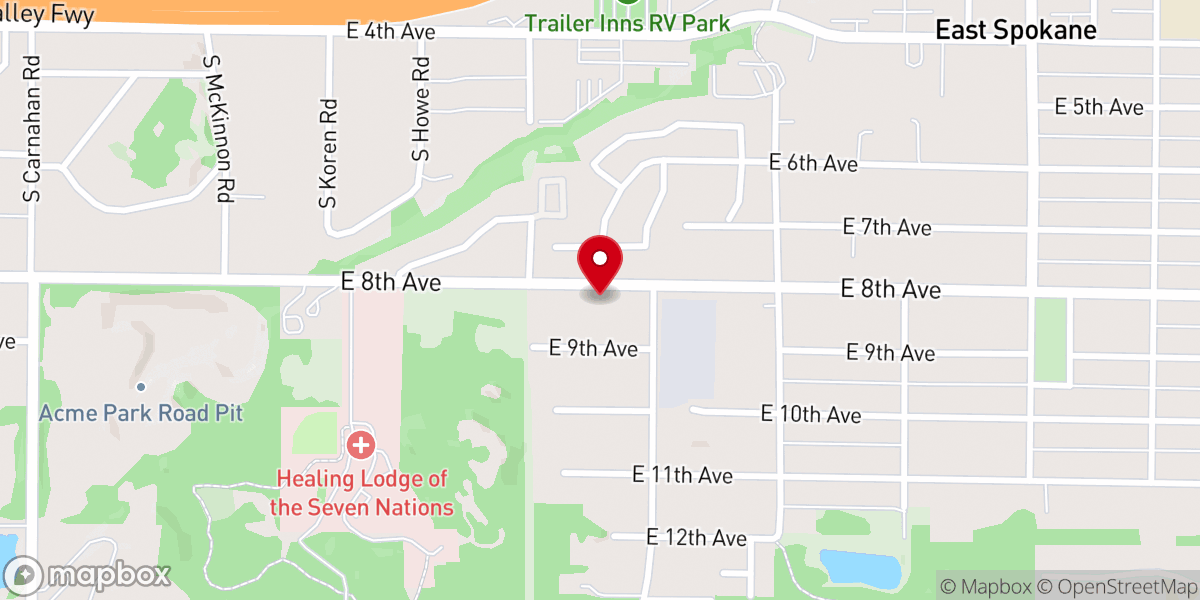 Map showing location of The Rock Church Spokane