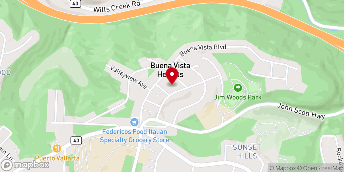 Map showing location of Buena Vista United Methodist Church
