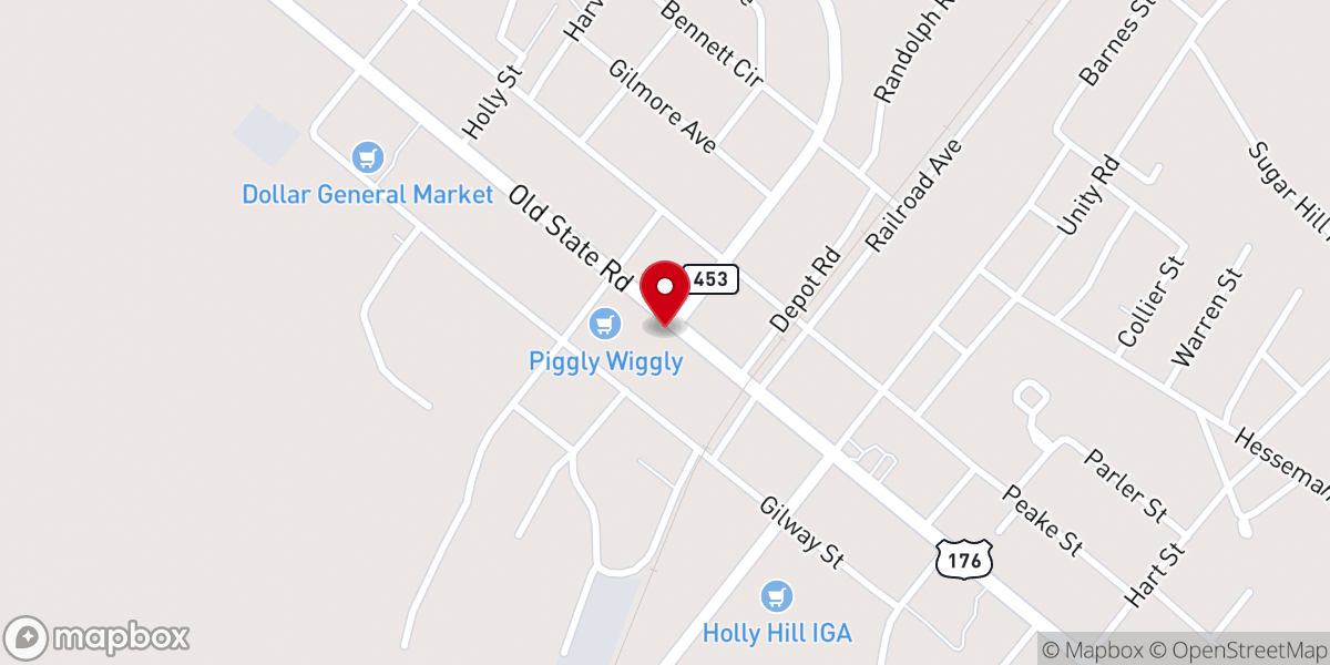 Map showing location of Holly Hill