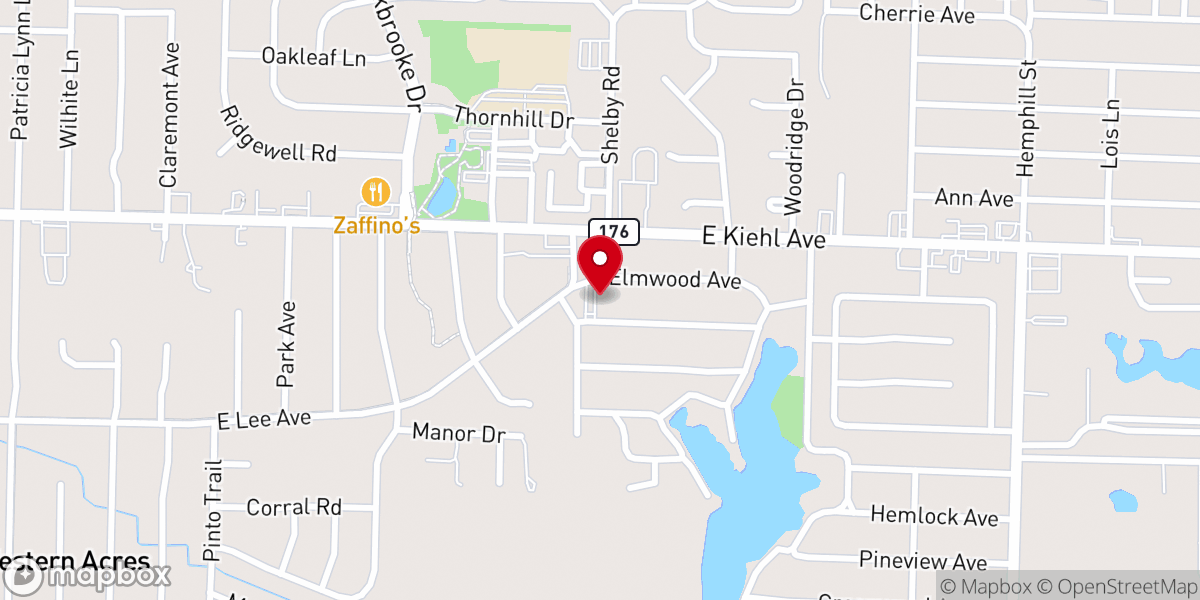 Map showing location of Cherrywood Baptist Church