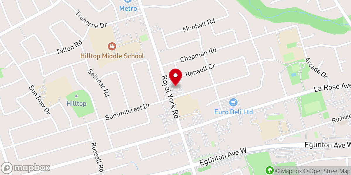 Map showing location of Humbervale United Church