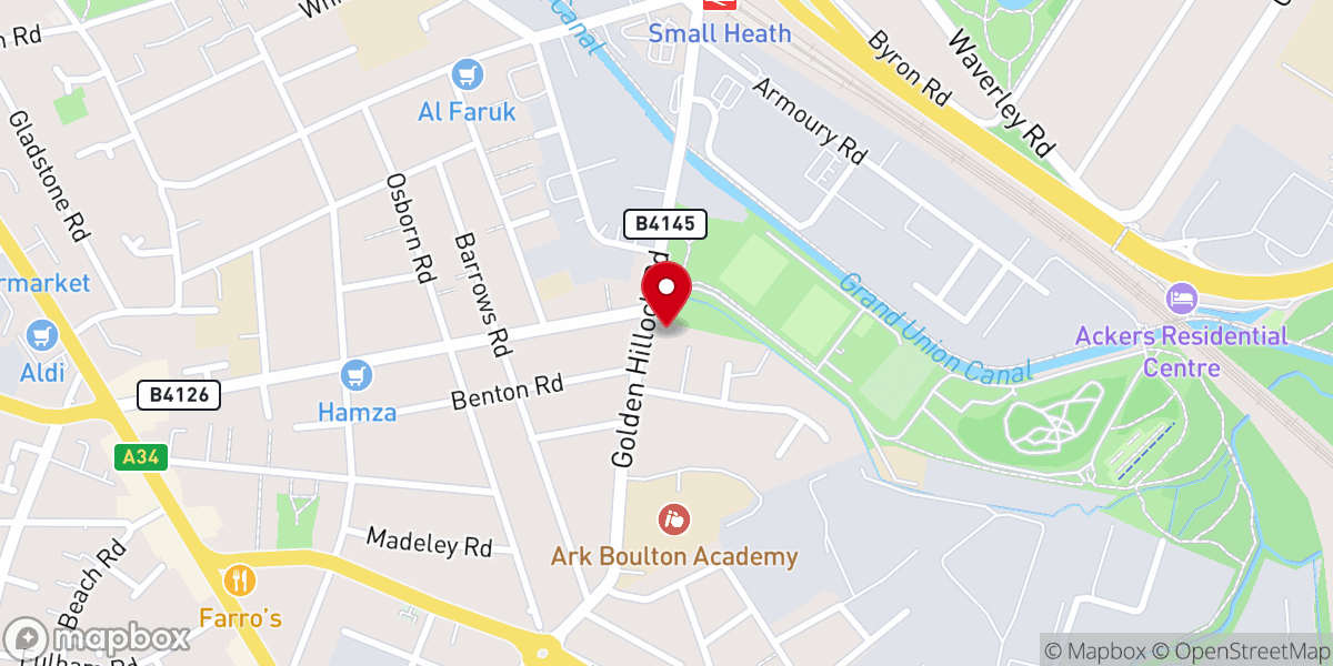 Map showing location of Sparkbrook Elim Christian Centre