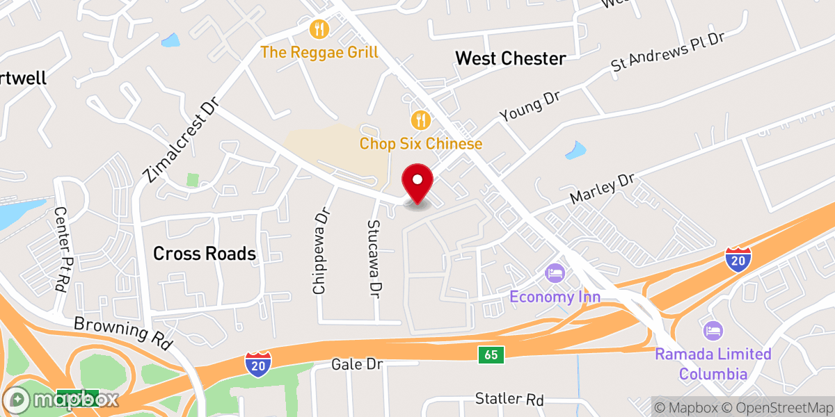 Map showing location of Hope Church Columbia