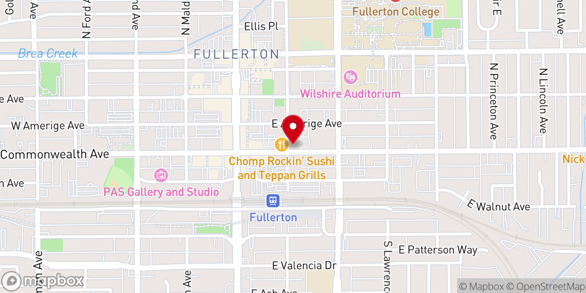 Map showing location of Fullerton First United Methodist Church