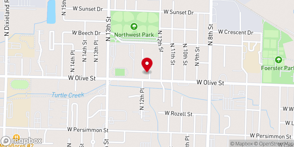 Map showing location of Olive Street Chapel