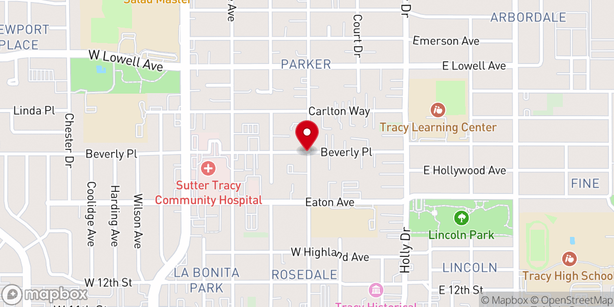 Map showing location of Tracy Church of Christ