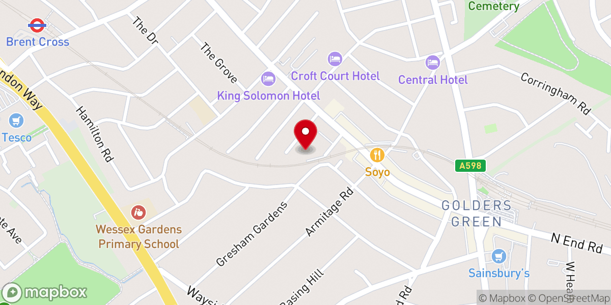 Map showing location of The Golders Green Beth Hamedrash Congregation