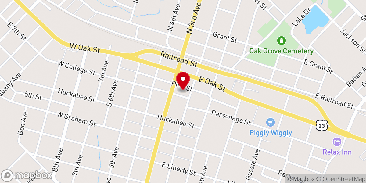 Map showing location of Merchants & Citizens Bank