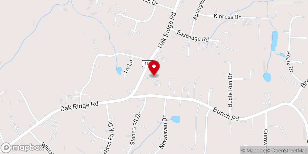 Map showing location of Oak Ridge Presbyterian Church