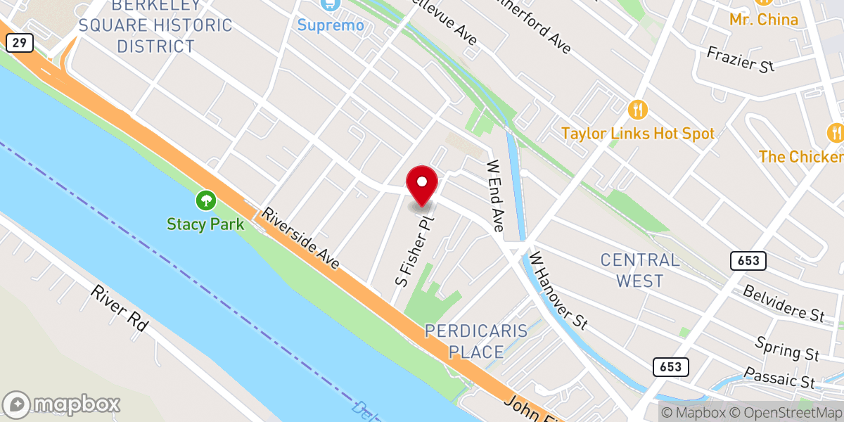 Map showing location of Trenton Tabernacle