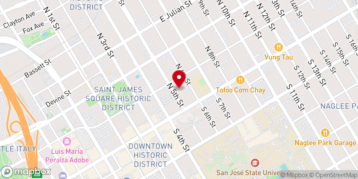 Map showing location of New Beginnings Community Church San Jose Campus